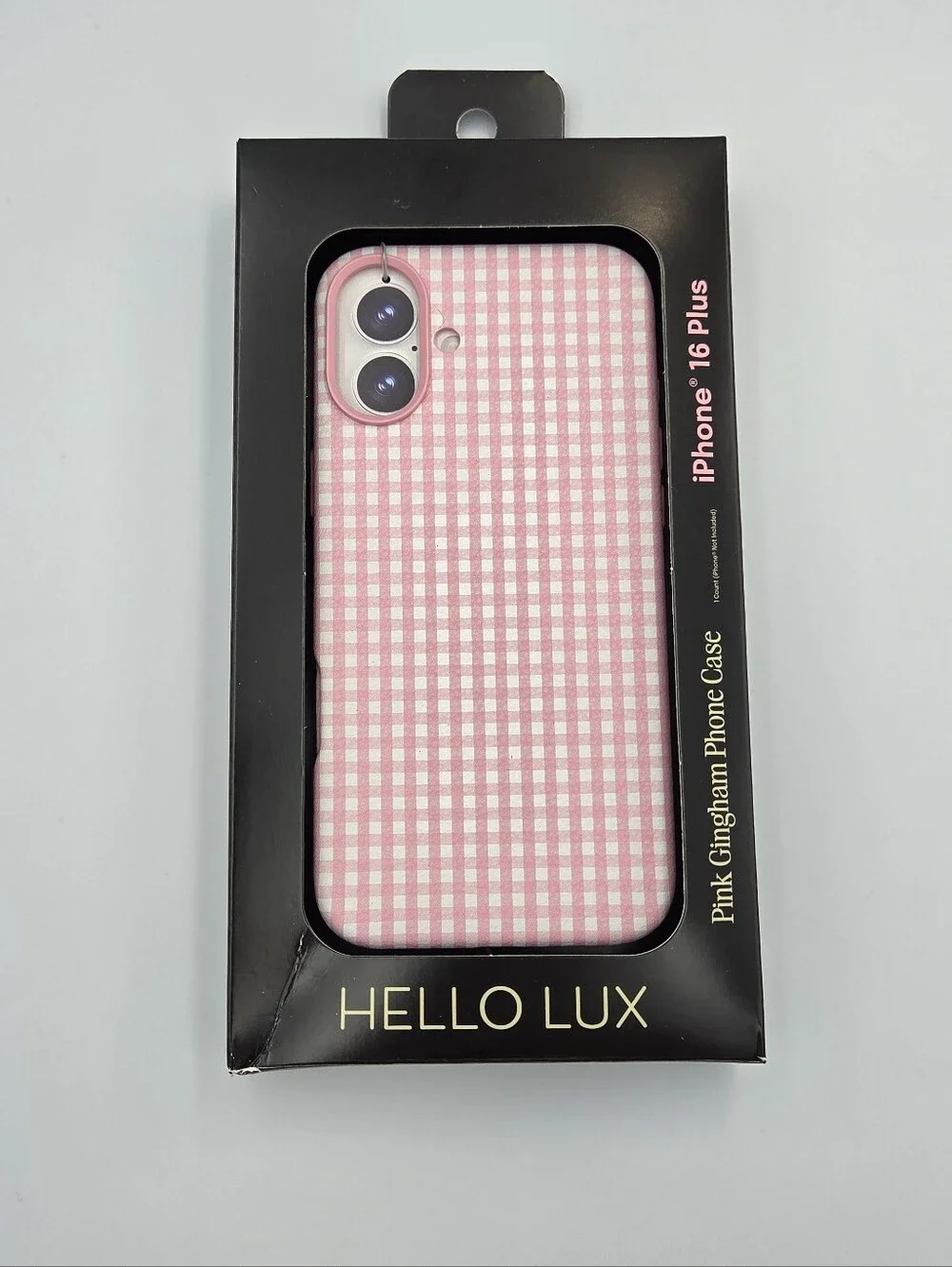Hello Lux Pink Gingham iPhone 16 Plus Case NIB